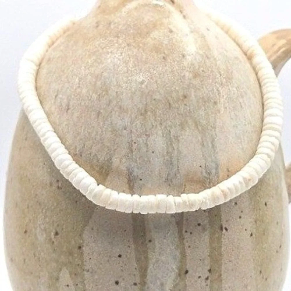 White Heishi Shell Bead Bracelet / Anklet Surf Beachy Boho‎ Puka Style Summer